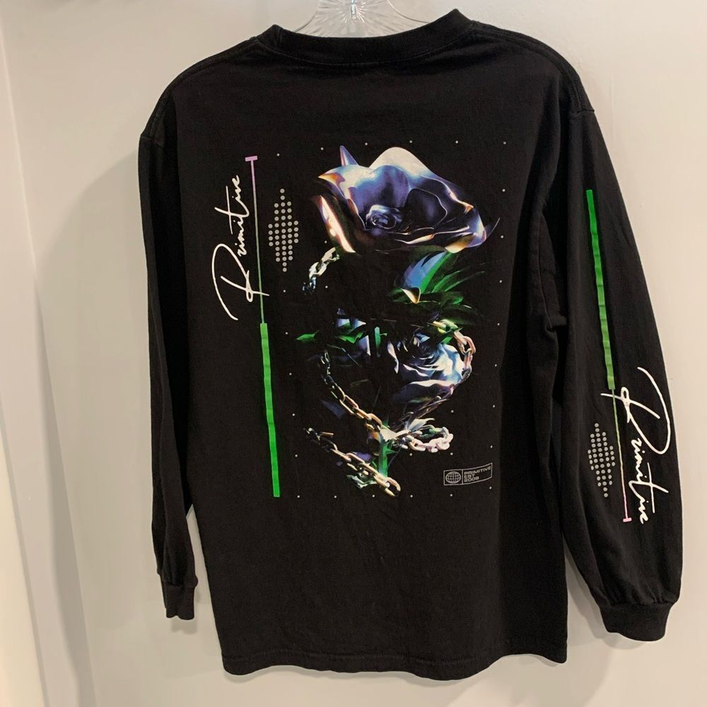 Primitive 2008 Black Long Sleeve Tee with Futuristic Graphic